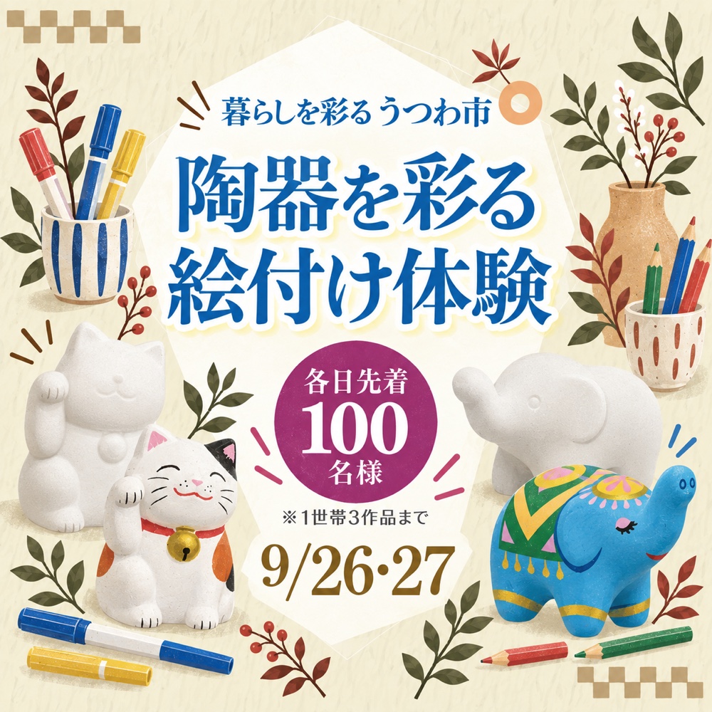 陶器を彩る絵付け体験 各日先着100名様